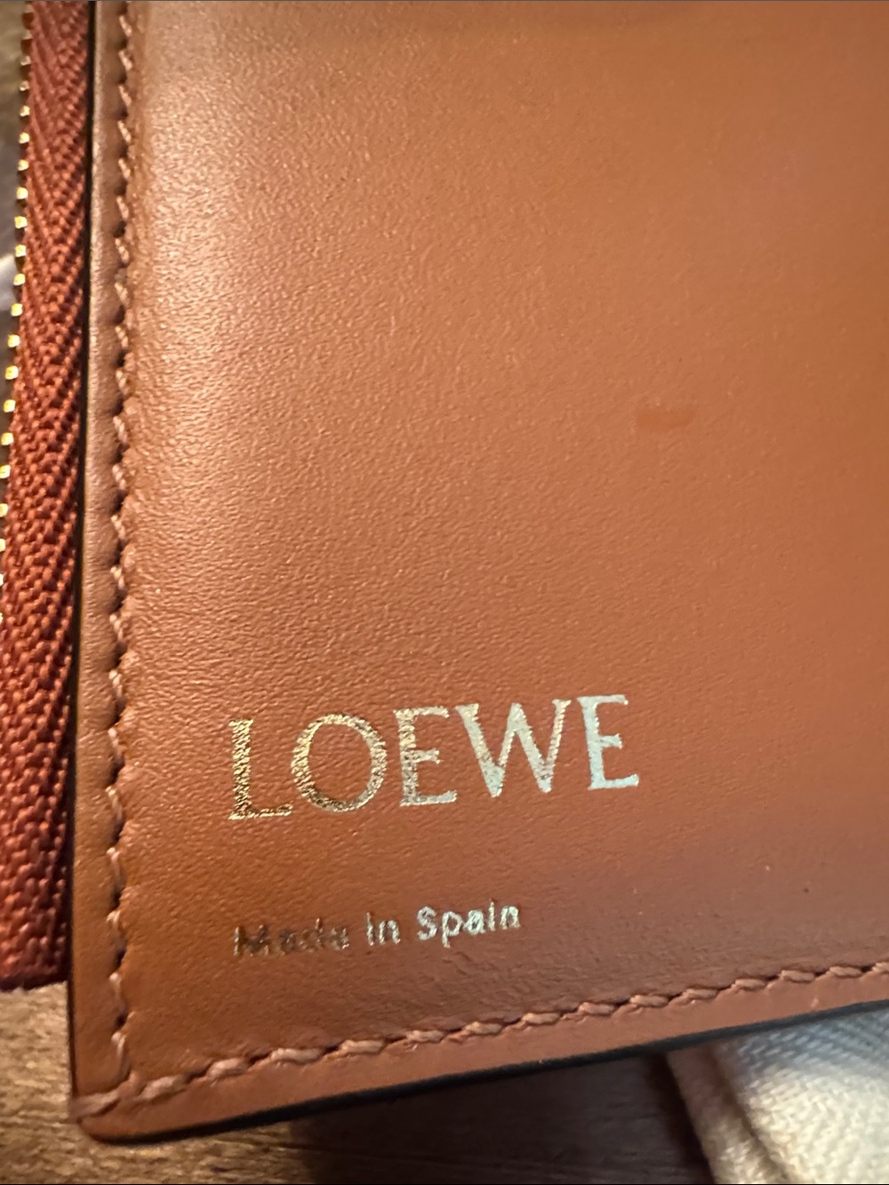 LOEWE Embossed Anagram Leather Wallet in Tan - Picture 7 of 11